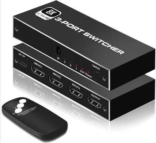 Hdmi 2.1 Телевизионный монитор 3 3 В 1 Выход 3 Порты 3х1 Микшерный переключатель IR Дистанционное управление Nintendo Hdmi 2.1 Switcher