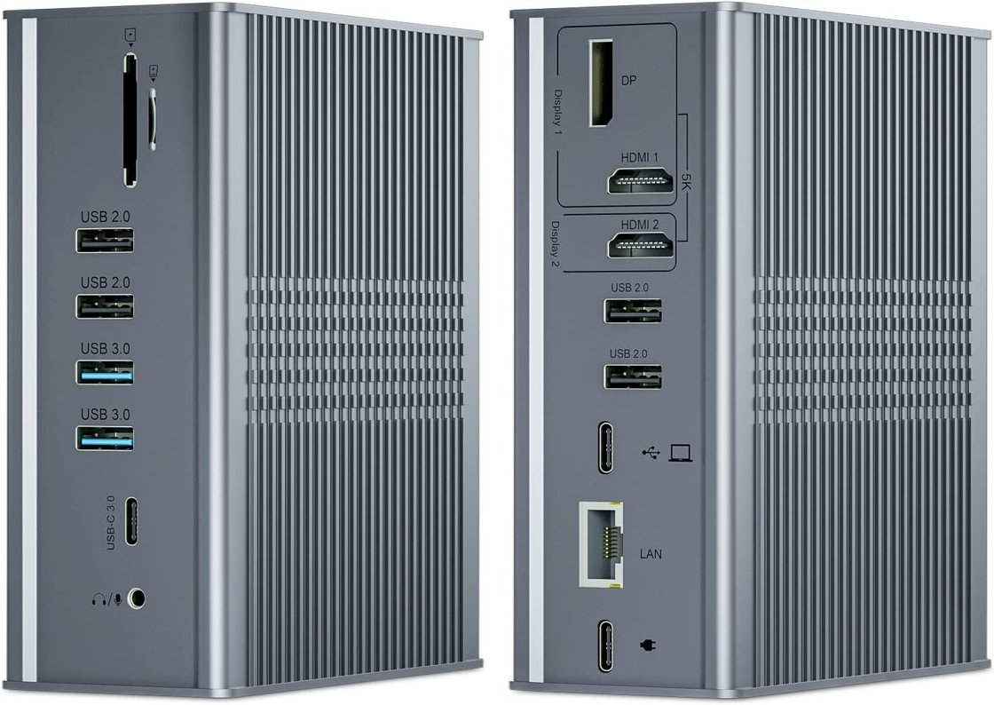 16 портов Displaylink USB C Hub Dual 4k 60hz 10Gbps USB настольная стыковочная станция