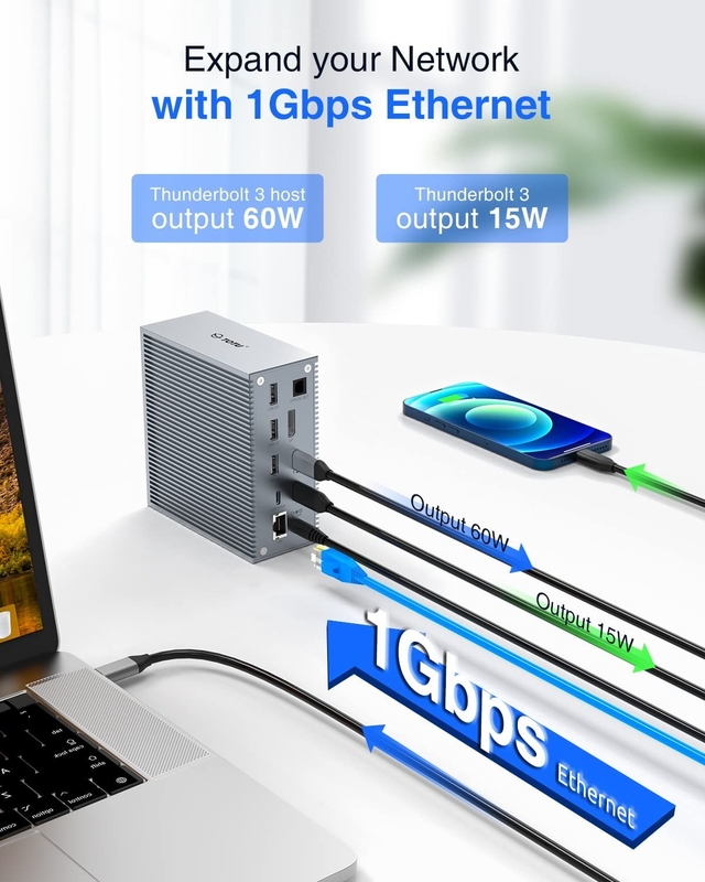 USB C Dock Hdmi 4k 60hz 16 в 1 Docking Station Plug and Play Удобство Серебряный цвет
