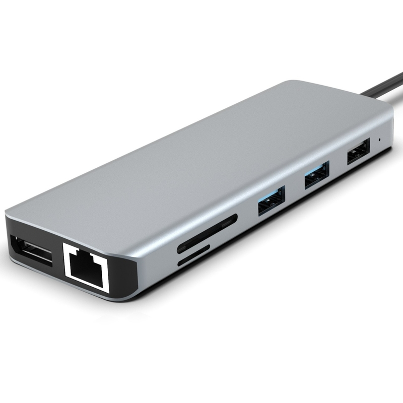 11-в-1 USB-C Хаб для MacBook Pro с 4K HDMI 100W PD USB 3.0 SD/TF Card Reader