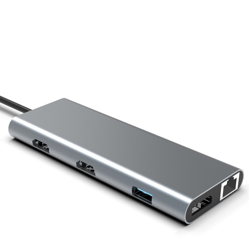 Тип C USB Hub Ethernet Docking Station Expand Macbook Подключение серое для для ноутбука