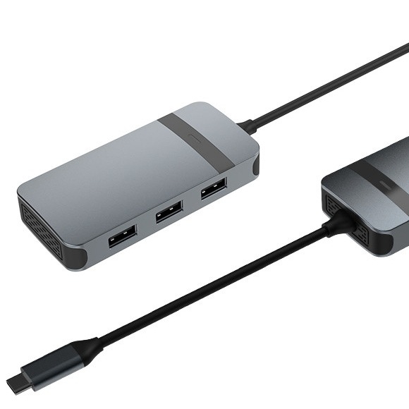 5 в 1 Алюминиевый USB-хаб типа C с множественными портами 5 Гбит / с Скорость передачи данных 3,5 мм аудиоразъем