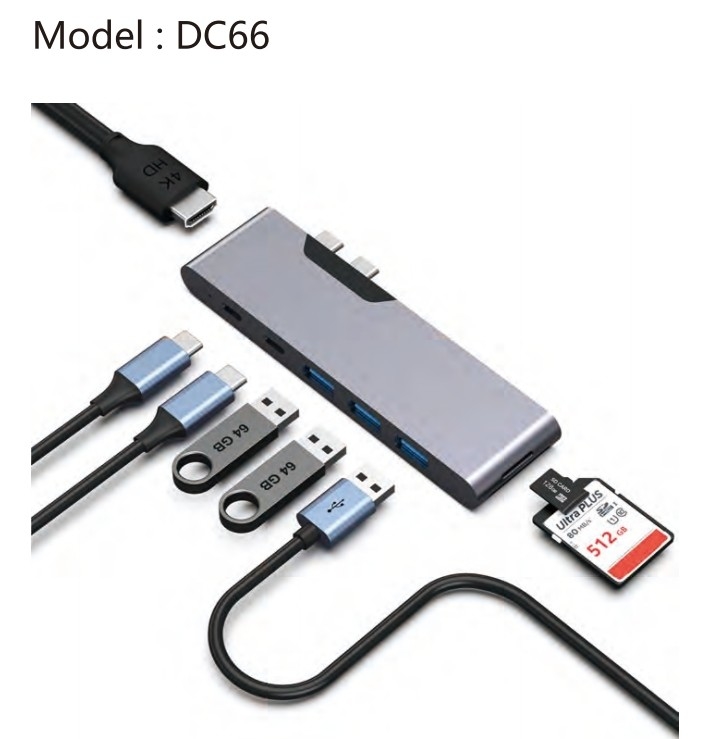 7-в-2 USB C Multiport Hub HDMI адаптер USB 3.0 SD TF Card Reader Для MacBook Pro