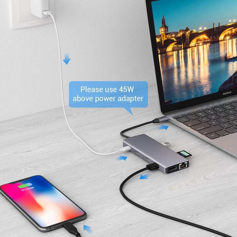 USB A Type C Hdmi Usb Hub со скоростью передачи 5 Gbps и питанием