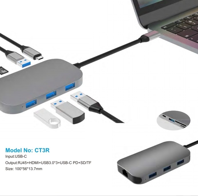 Хабы USB C с SD-карточкой PD для Windows MacOS До скорости передачи данных до 10 Гбит / с