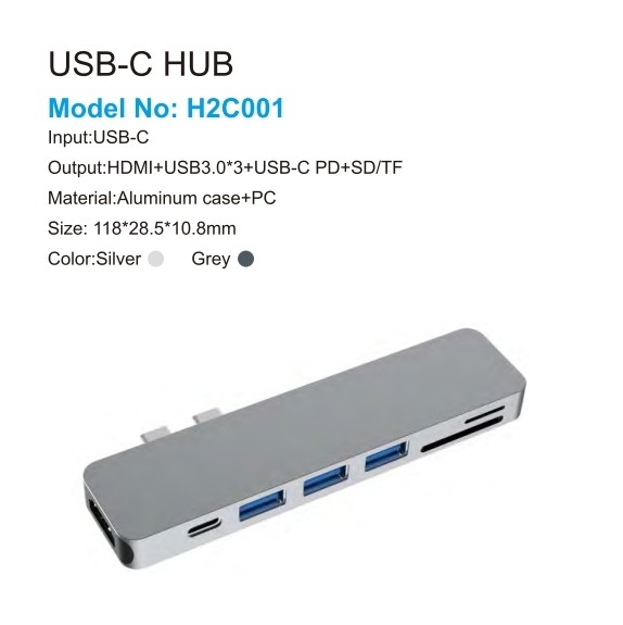 7 в 1 Dual Type C Hub USB C Docking Station поддерживает чтение карт 4K HDMI для Mackbook Pro