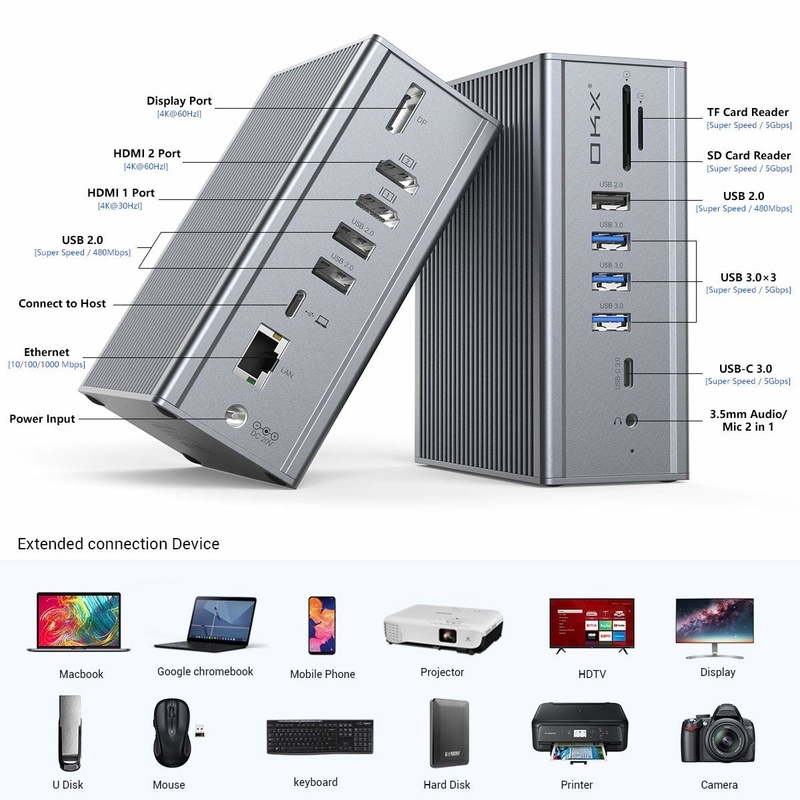 16 в 1 USB C Thunderbolt 3 Станция стыковки для Macbook ПК Ноутбук