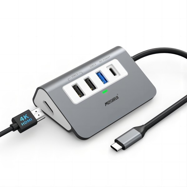 USB C 4 в 1 мультипортный адаптер с USB 3.0 портами 4K HDMI для ноутбука