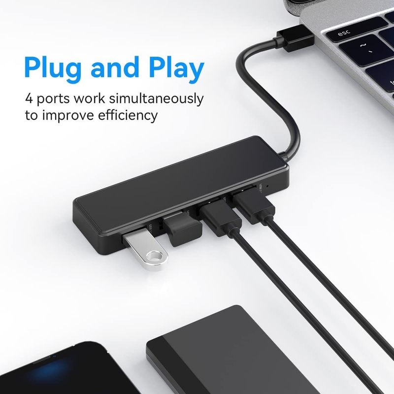Ноутбук Usb A Hub Тип C совместимость Черный серый Hub 5Gbps Передача данных Долгая длина кабеля Электроснабжение