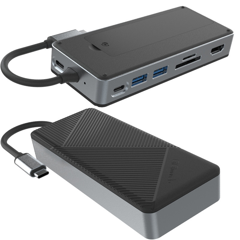 8-в-1 двойной USB C Docking Station хаб Включает M.2 NVMe/SATA SSD с диаплейлинком и охлаждающими вентиляторами