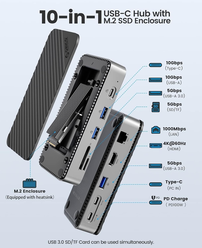 Быстрая зарядка 16 в 1 USB C адаптер для мобильного телефона ноутбук 4K HDMI RJ45 PD