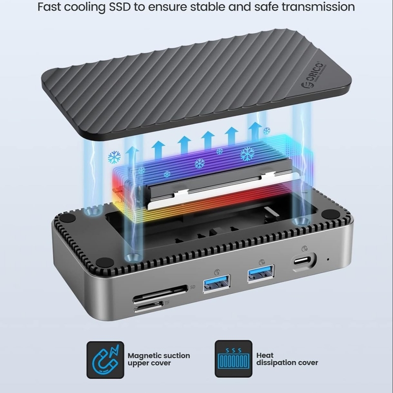 USB C Displaylink Docking Station с 10 Гбит/с USB 3.2 Gen2 M.2 NVMe/SATA SSD Reader