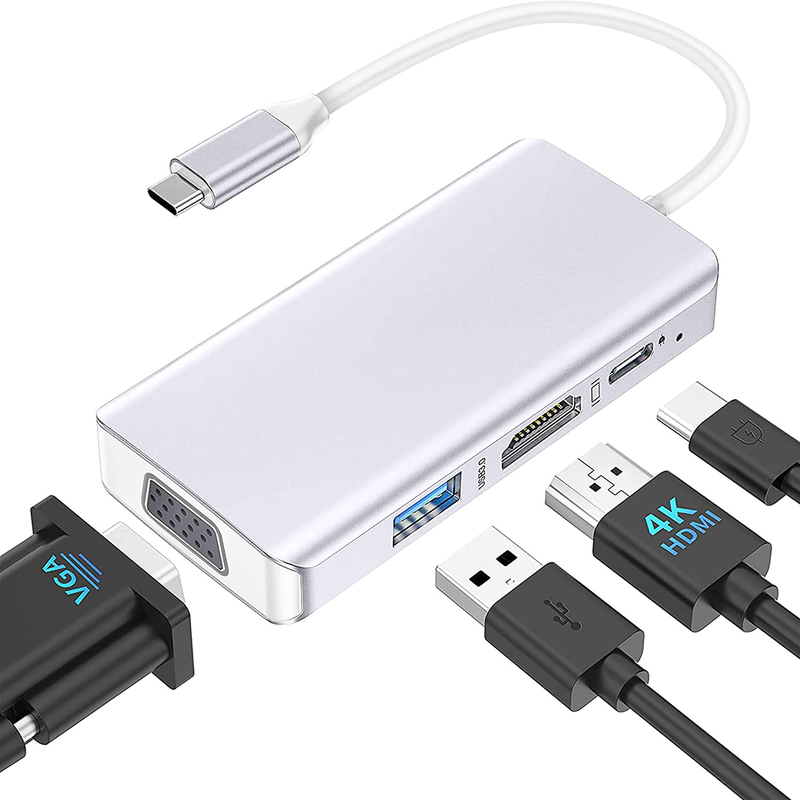 Белый USB C Docking Hub Station Двойной монитор для тройного адаптера передачи данных 4K 60Hz
