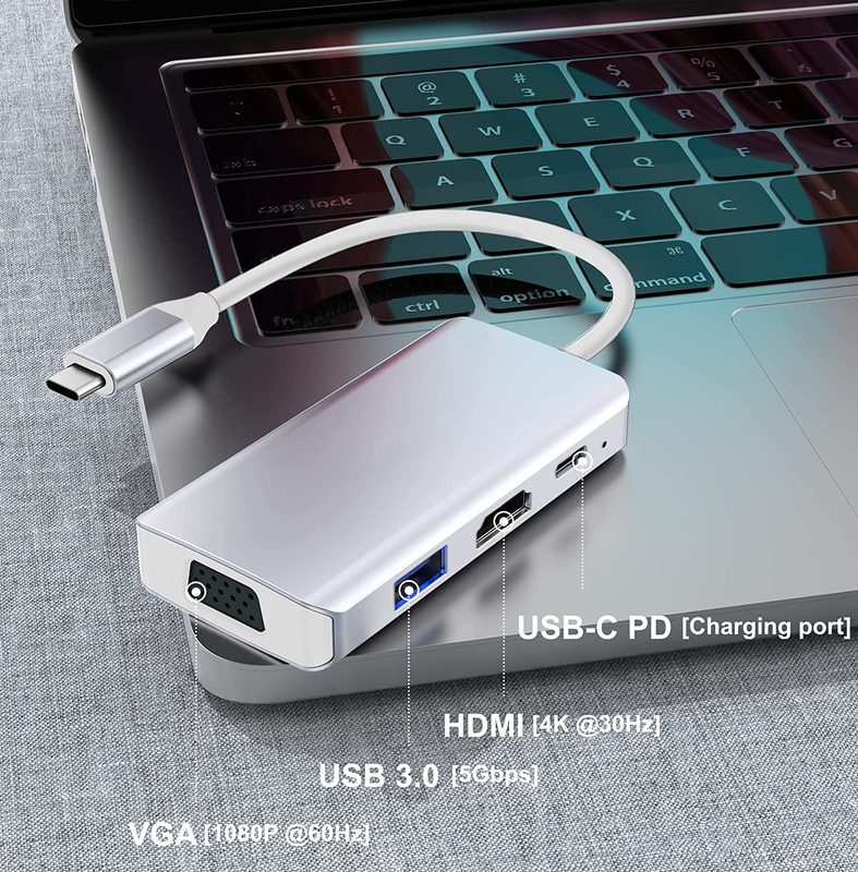 Белый USB C Docking Hub Station Двойной монитор для тройного адаптера передачи данных 4K 60Hz
