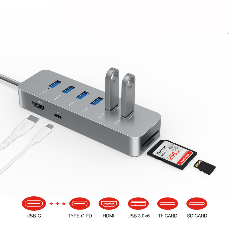 10 Гбит / с USB C Hub USB 3.0 Splitter USB A Expander портативный многопортовый дата-хаб для ноутбука Imac Pro