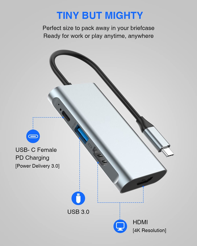 4 в 1 USB C адаптер с двойным HDMI на USB3.0 Thunder