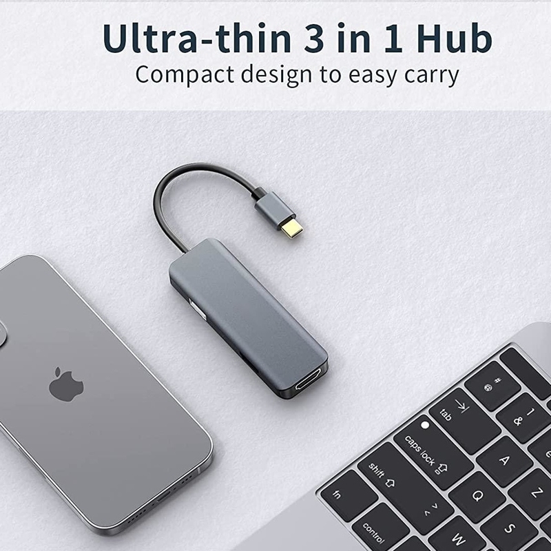 Двойной HDMI USB C Dock Hub Алюминиевый USB C Адаптер Монитор 3 В 1 Dongle С 4K HDMI