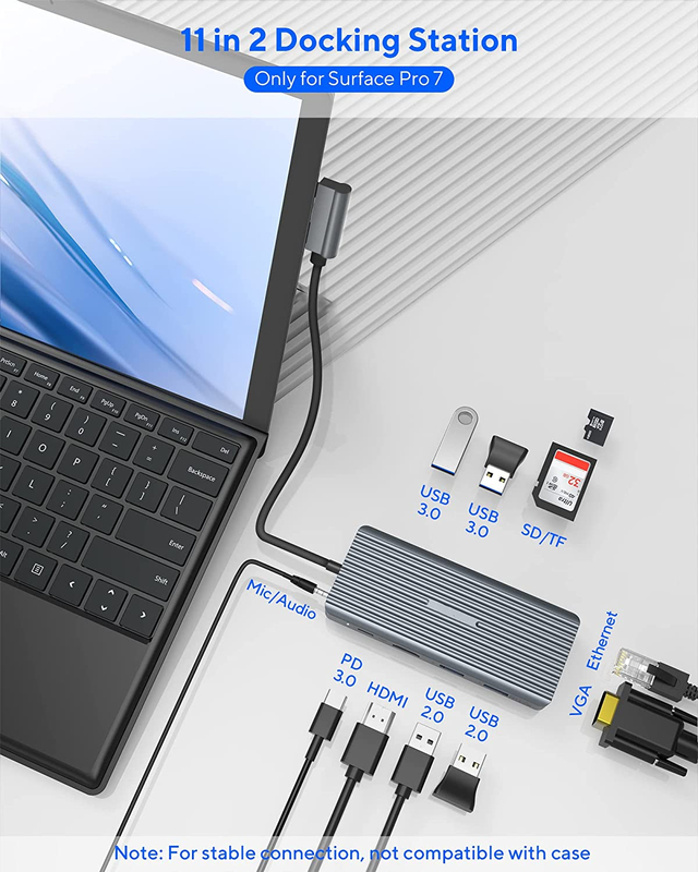7 в 1 USB C Hub Dock Station Dual With Card Reader Pro Pad Многофункциональный преобразователь USB Hub для Mac