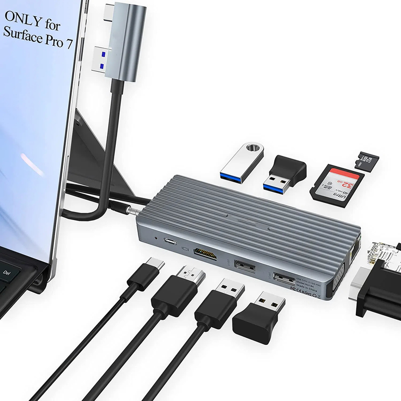 7 в 1 USB C Hub Dock Station Dual With Card Reader Pro Pad Многофункциональный преобразователь USB Hub для Mac
