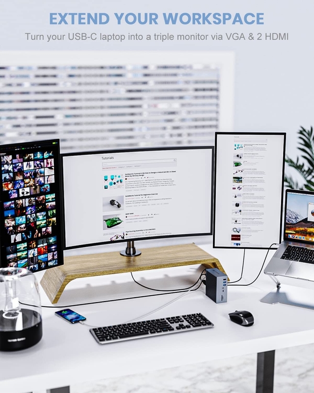 16 в 2 USB C двойной монитор Thunderbolt Dock тройной дисплей 8 USB C / A порты Ethernet