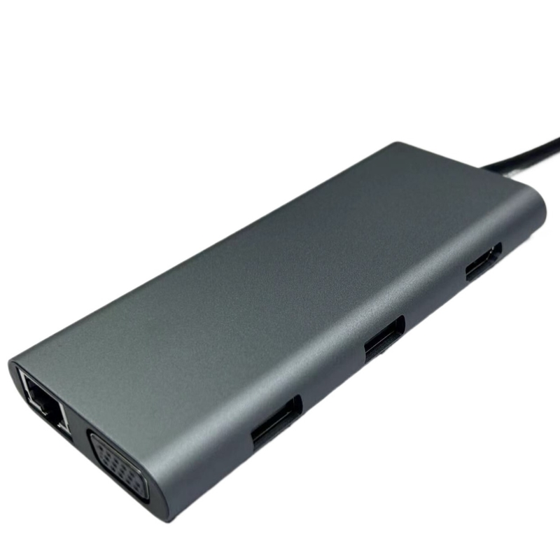 Удобная серебряная USB-С док-станция с дисплей-ссылкой IC и портами USB 3.0