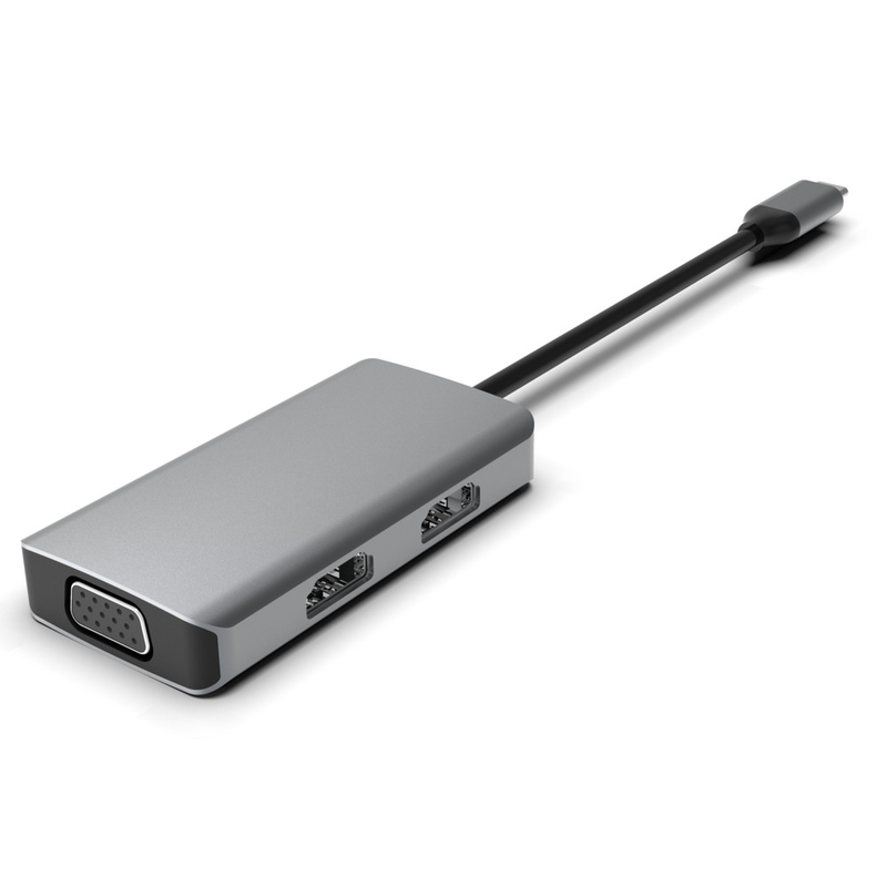 Удобная серебряная USB-С док-станция с дисплей-ссылкой IC и портами USB 3.0