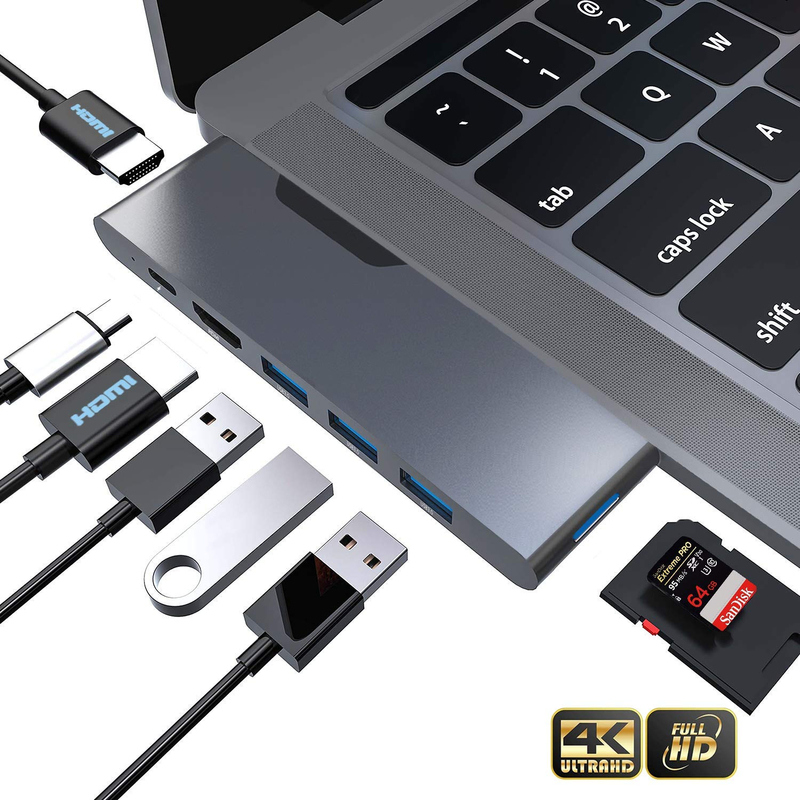 HDMI мультипортный адаптер 8 в 1 Dual Connector Usb Type C Hub Docking Station Sd Tf Card Reader 4k Video Usbc
