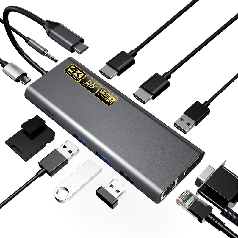 USB C адаптер 13 в 1 4K HDMI Hub Type C в HDMI 4K USB 3.0 2.0 PD зарядный преобразователь