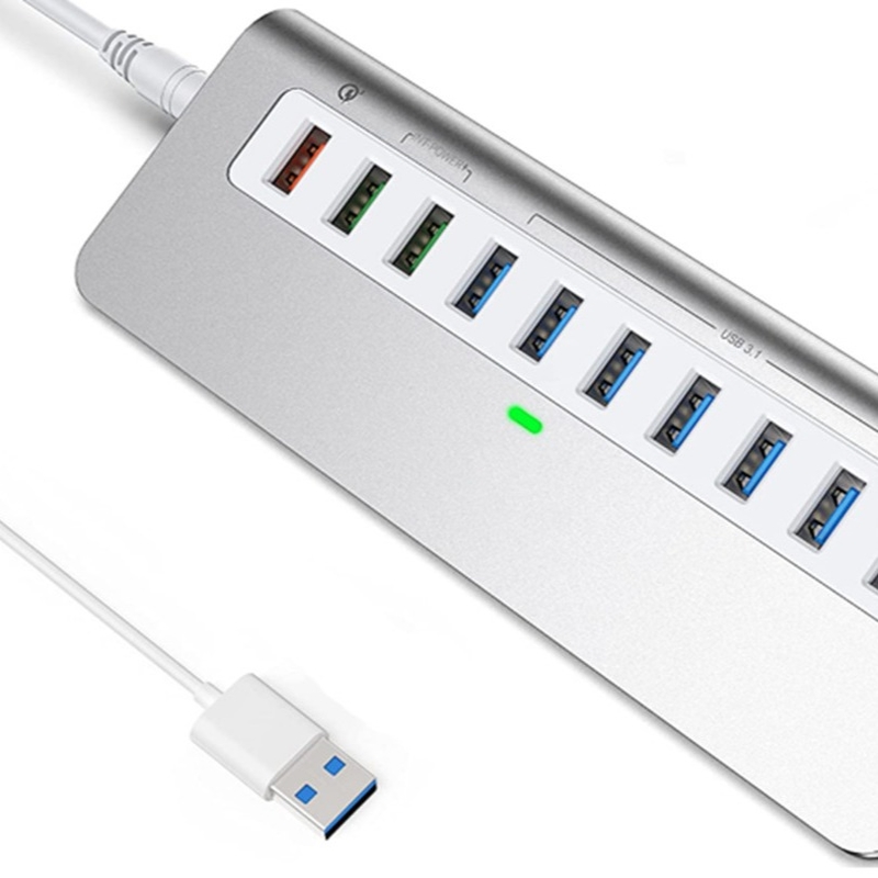 7-в-1 USB-А Хаб с DC JACKI USB 3.0 Type A 10 Гбит / с для ноутбука и ПК