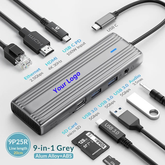 USB C Hub с 4K HDMI и высокоскоростным USB 3.0 совместим для Windows Mac