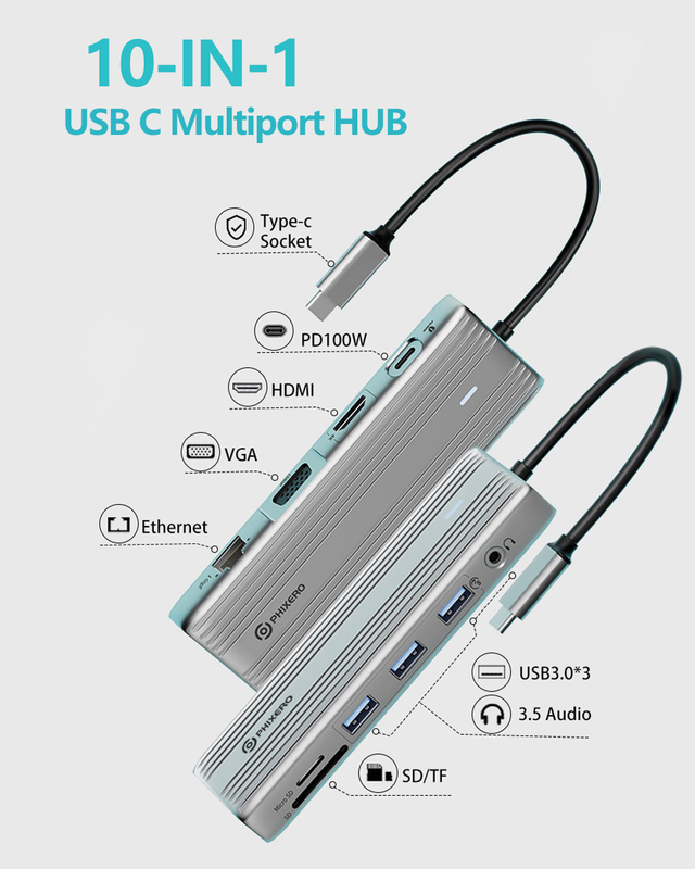 USB C Hub с 4K HDMI и высокоскоростным USB 3.0 совместим для Windows Mac