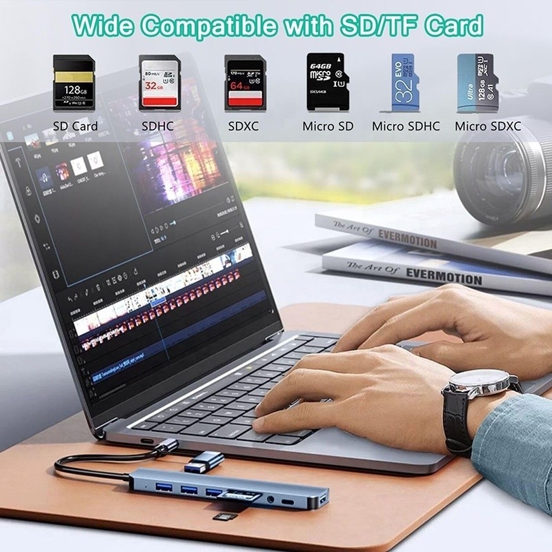 8-в-1 USB 3.0 Hub 3*USB 2.0 3.5mm Аудио SD/TF Карта Читатель выход для передачи данных и зарядки