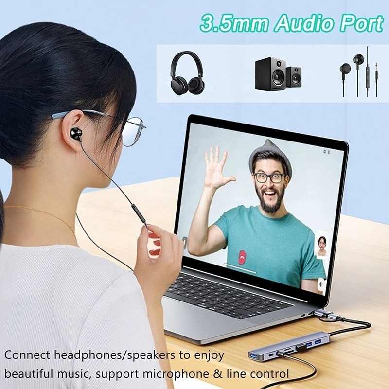 8-в-1 USB 3.0 Hub 3*USB 2.0 3.5mm Аудио SD/TF Карта Читатель выход для передачи данных и зарядки