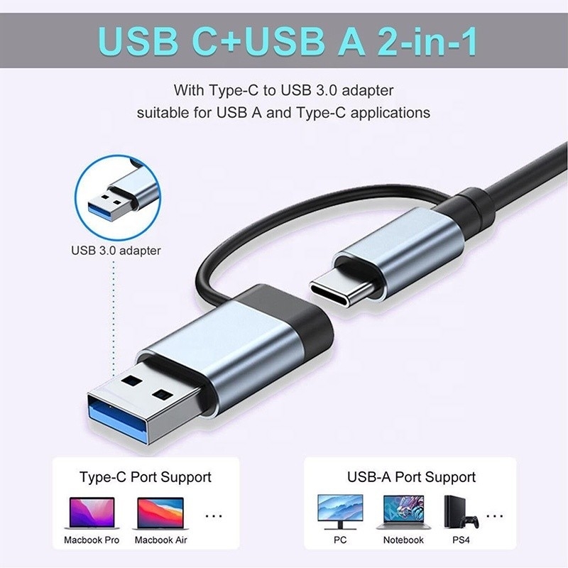 8-в-1 USB 3.0 Hub 3*USB 2.0 3.5mm Аудио SD/TF Карта Читатель выход для передачи данных и зарядки
