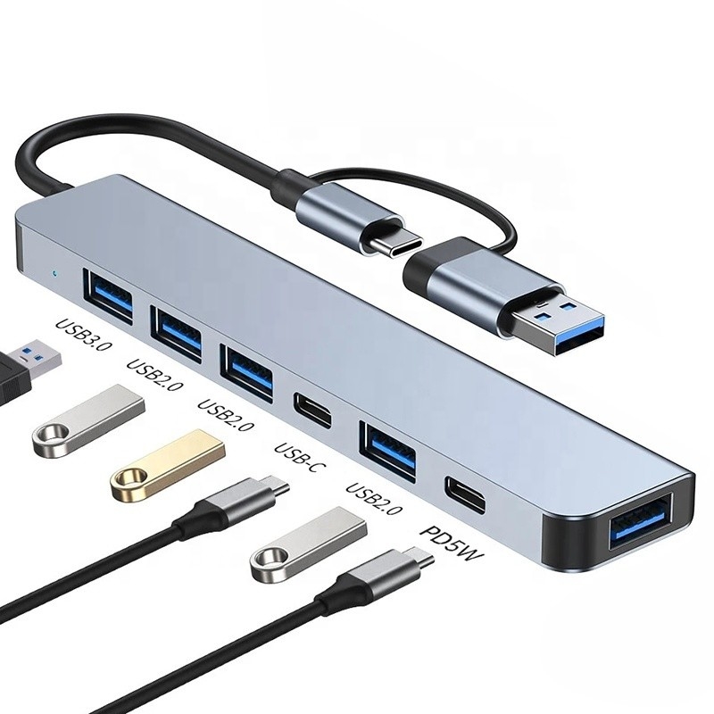 Алюминиевый сплав 7 в 1 USB разделитель для ноутбука настольного ПК Приемлемо OEM / ODM