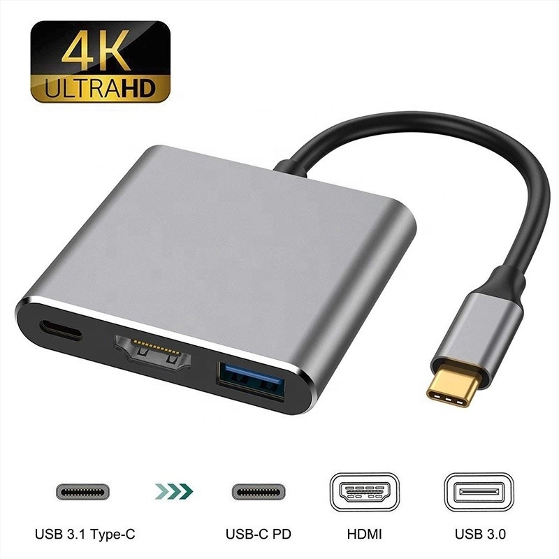 3-в-1 USB C тип C многофункциональный узел для USB-C PD HDMI USB 3.0 адаптер конвертерный кабель