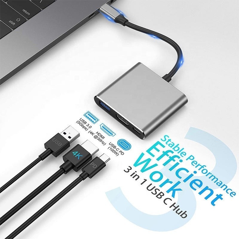 3-в-1 USB C тип C многофункциональный узел для USB-C PD HDMI USB 3.0 адаптер конвертерный кабель