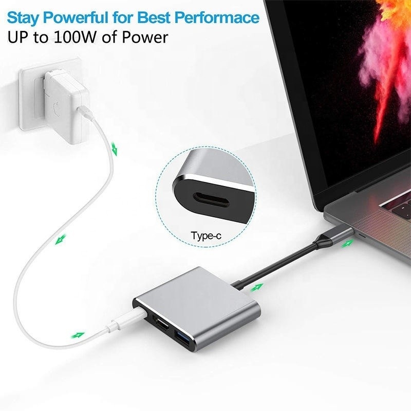 3-в-1 USB C тип C многофункциональный узел для USB-C PD HDMI USB 3.0 адаптер конвертерный кабель