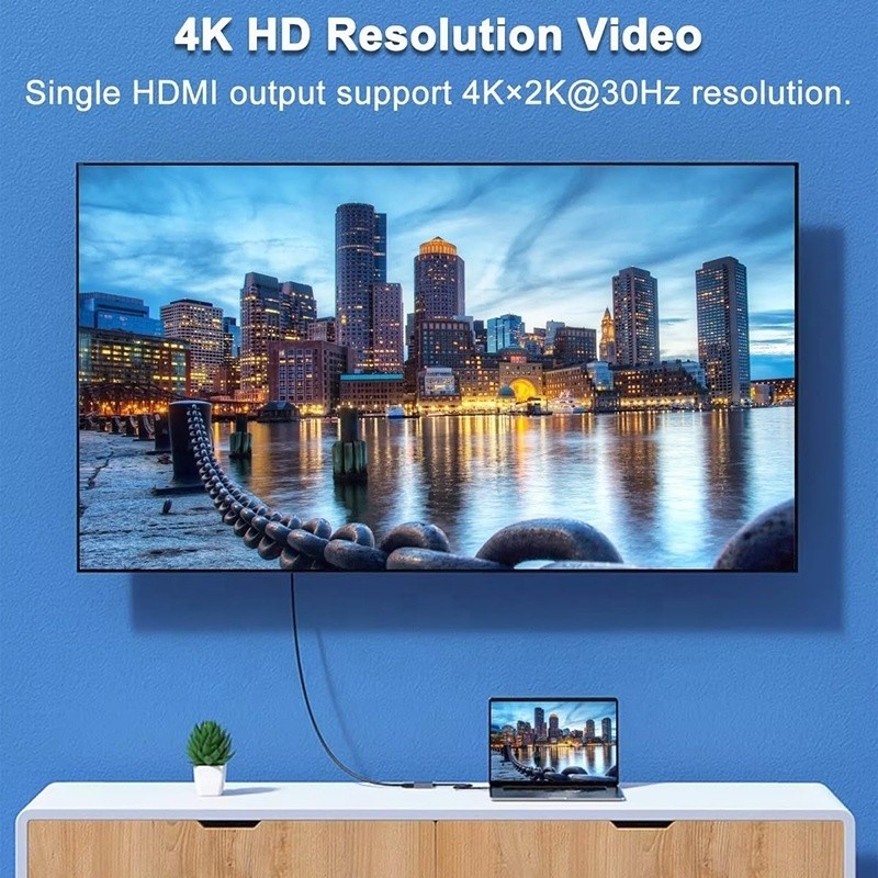 Тип C Мужчина на двойной HDMI Женщина Thunderbolt 3 USB-C многомониторный адаптерный кабель 4K 30Hz