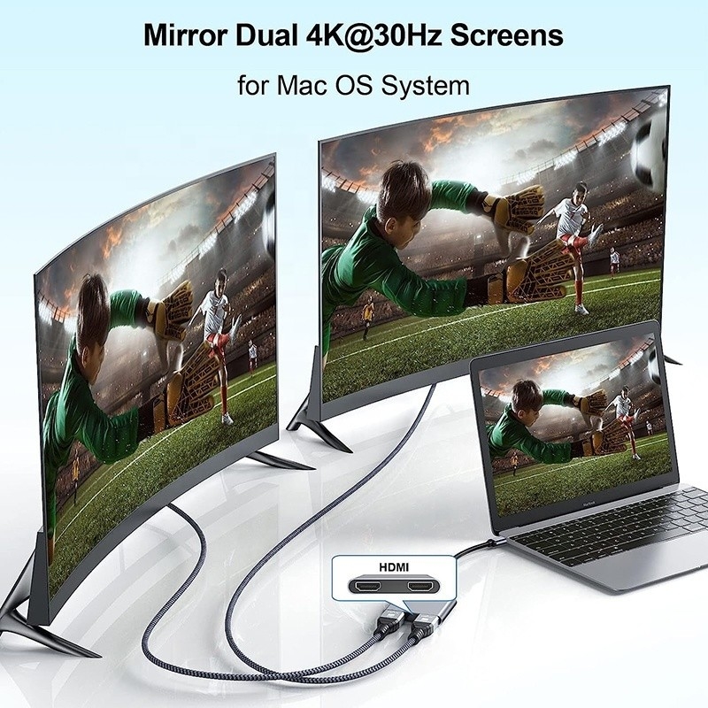 Тип C Мужчина на двойной HDMI Женщина Thunderbolt 3 USB-C многомониторный адаптерный кабель 4K 30Hz
