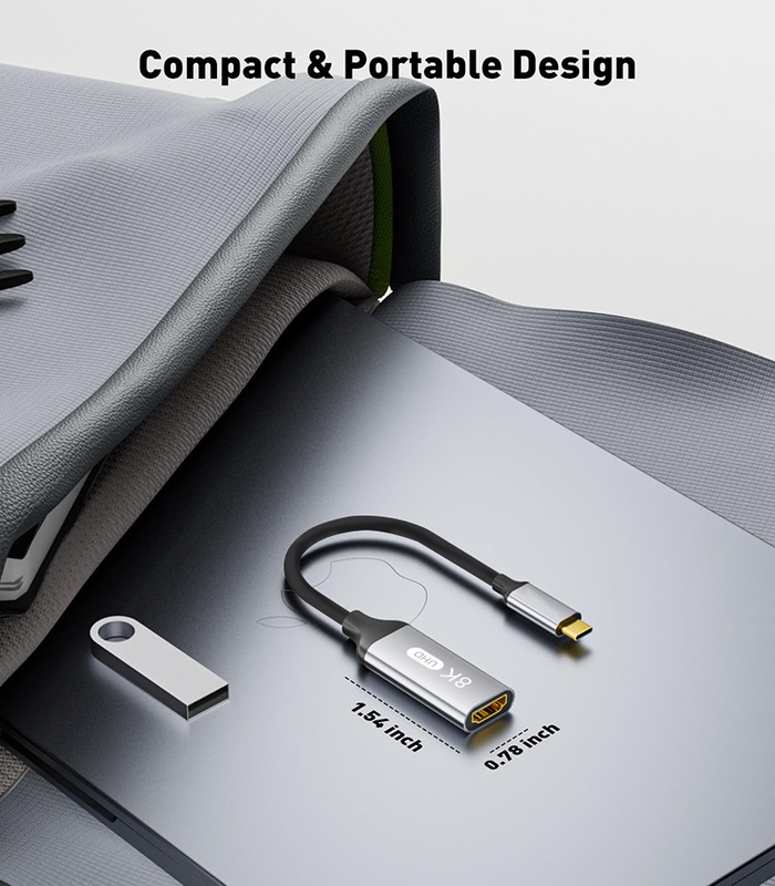 Настройка длины серый USB-C на HDMI 2.1 адаптер 8K 60Hz для скорости USB Type C 3.1 ноутбуки