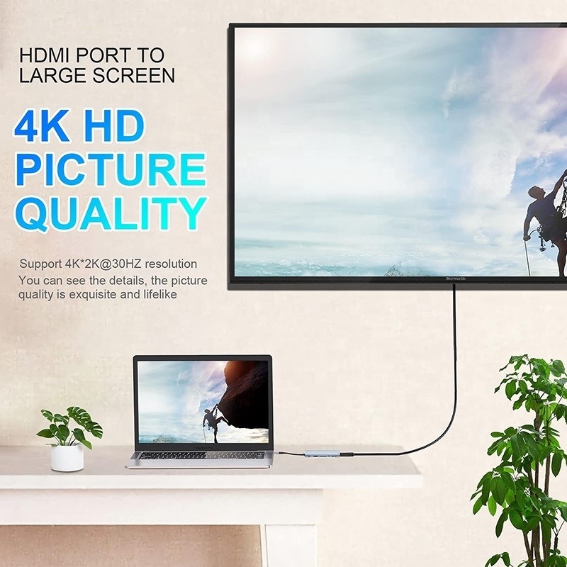 Многофункциональный USB C Hub Dock с гигабитным RJ45 Ethernet TF SD Card Reader HDMI VGA USB 3.0