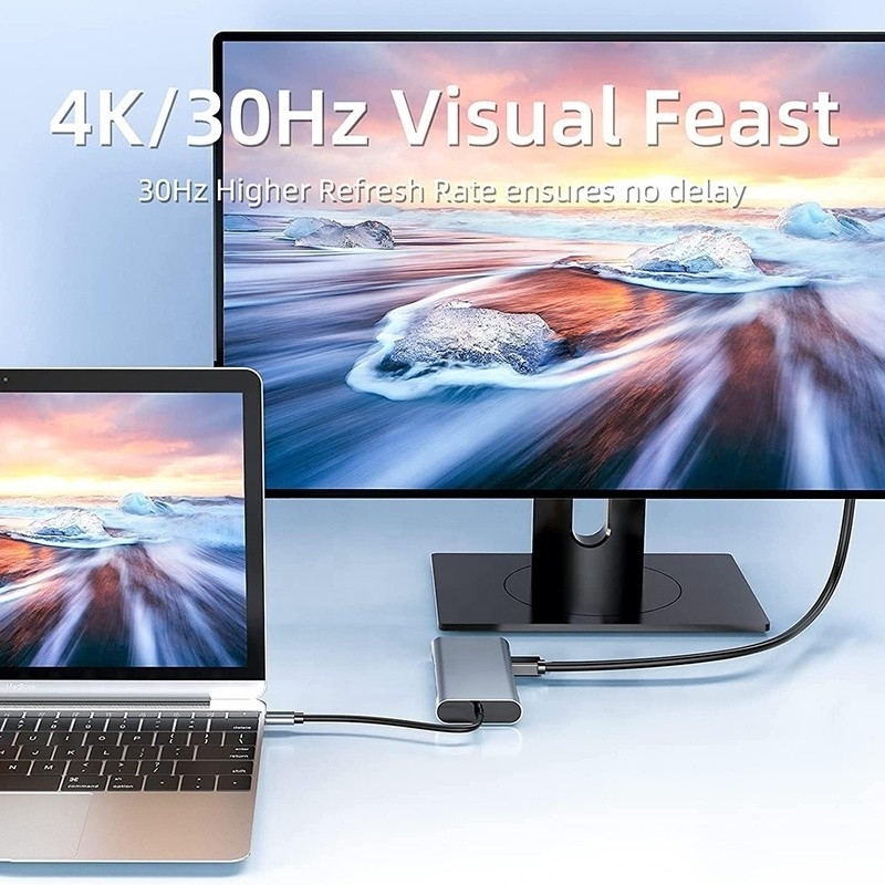 USB C Type C 10 в 1 док-станция с 4K HDTV VGA Lan RJ45 USB3.0 Card Reader PD