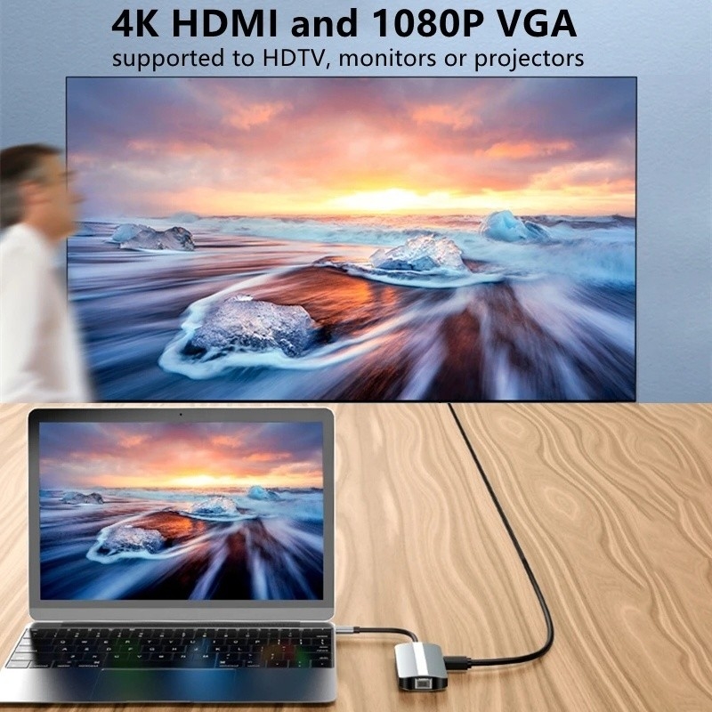 Ноутбук Mac 9 в 1 Type-C USB-C Hub с адаптером HDTV Multi Port Docking Station