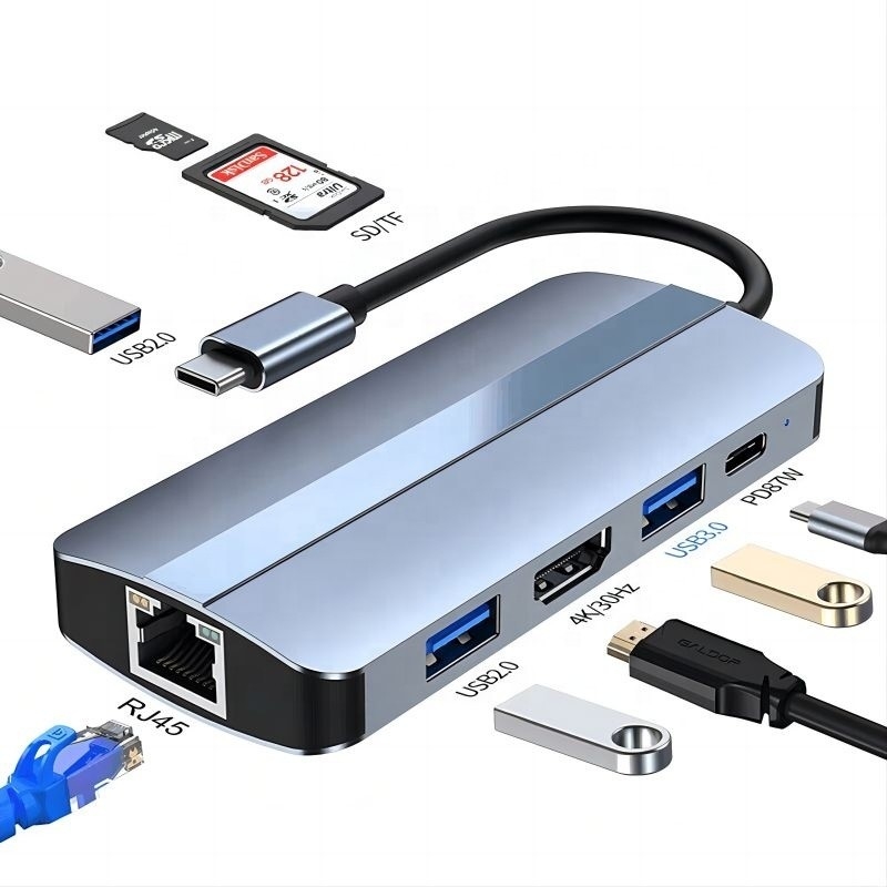 USB Type C Hub Multiport Dock Station с функцией сети зарядки передачи видео