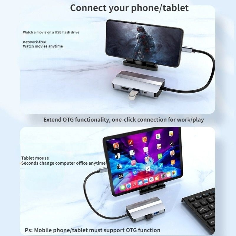 USB Type C Hub Multiport Dock Station с функцией сети зарядки передачи видео