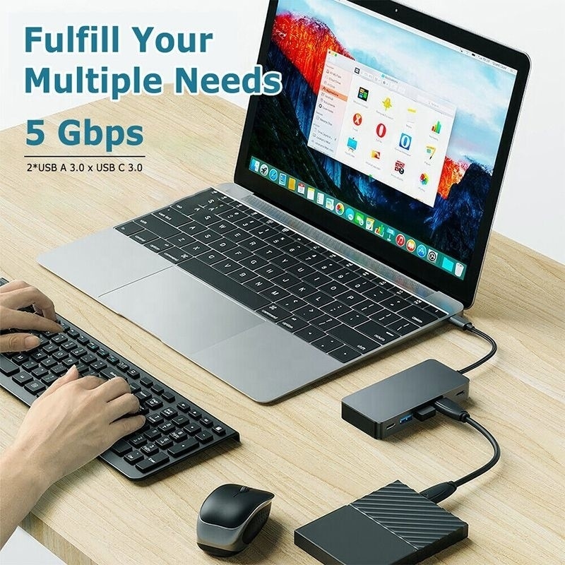 4K 30Hz Dual HDMI USB 3.0 Adapter Docking Station 7 в 1 многопортовый USB C Type C Hub