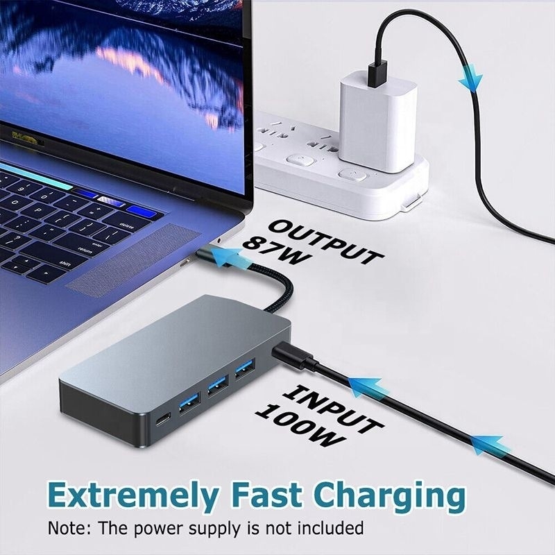 4K 30Hz Dual HDMI USB 3.0 Adapter Docking Station 7 в 1 многопортовый USB C Type C Hub