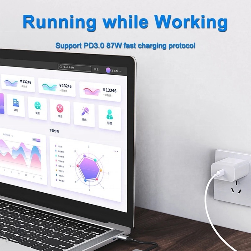 7 в 1 USB C USB-C Hub для Macbook Gray HDMI USB 3.0 USB2.0 RJ45 SD/TF Карточный считыватель PD выход