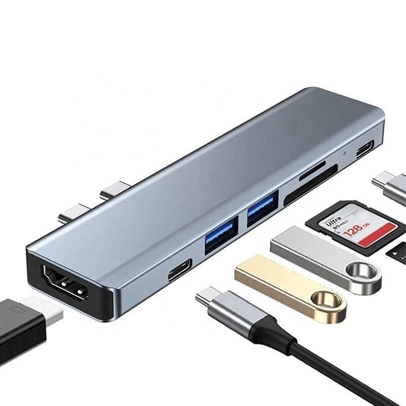 USB C Type C 7-в-1 Multiport Dock Hub Adapter с выходом HDMI USB 3.0 USB 2.0 SD/TF PD